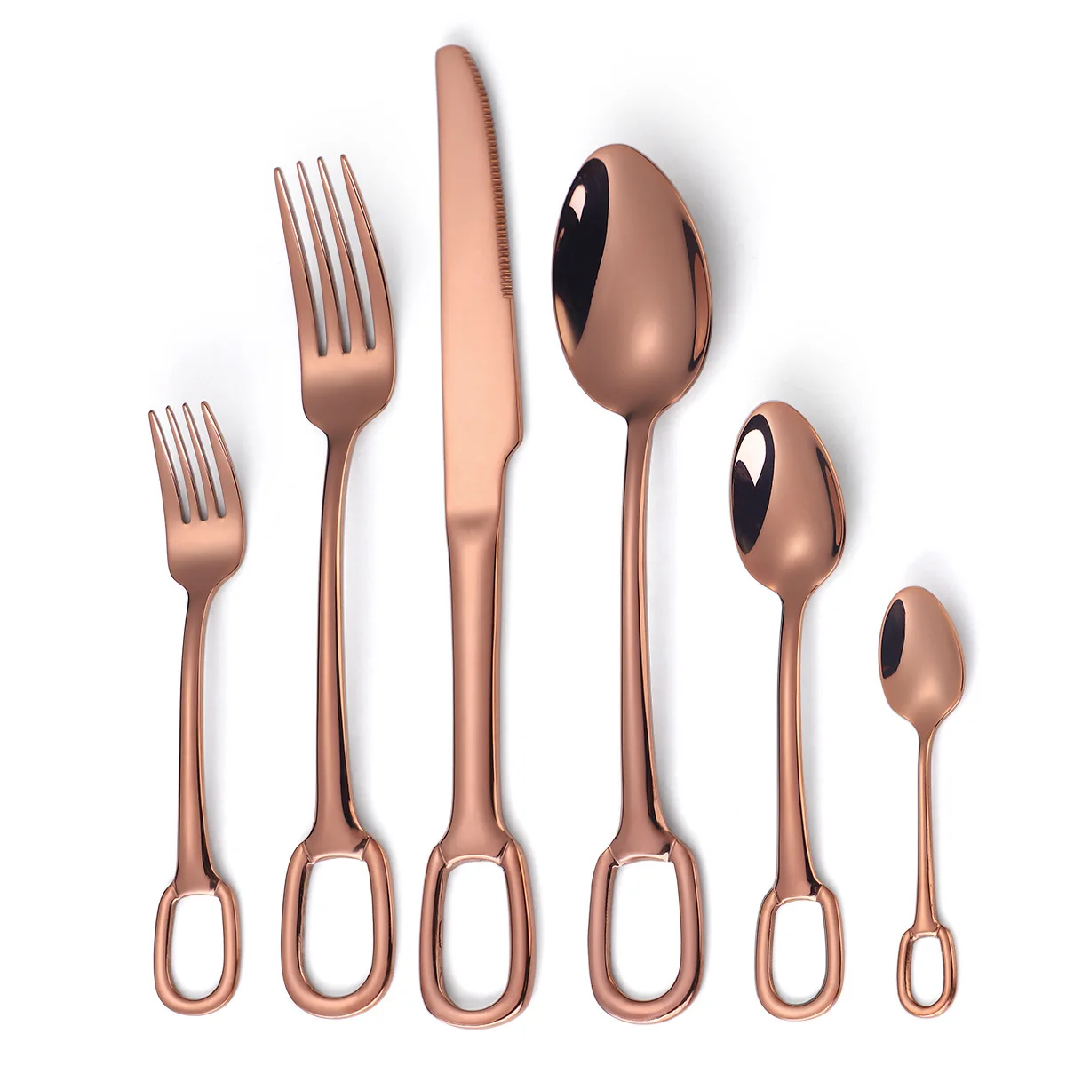 18/8 Hanging Cutlery Set Stainless Steel Hanging Hole Knife Fork Spoon Utensil Set Gold Flatware Set