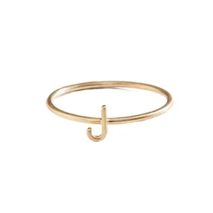 14K Yellow Gold "J " Initial Letter Stacking Ring Wholesale a to Z Personalized Alphabet Ring Letter