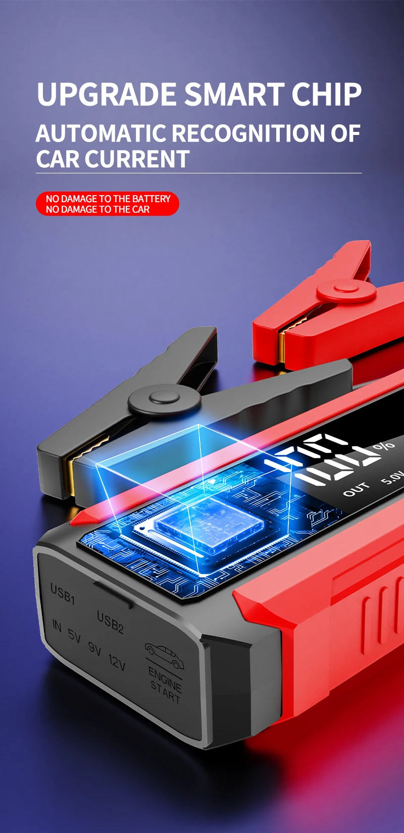 Factory Price Large LED Screen 12V 20000mAh Portable Car Jump Start Multifunction Jump Starter Power Bank