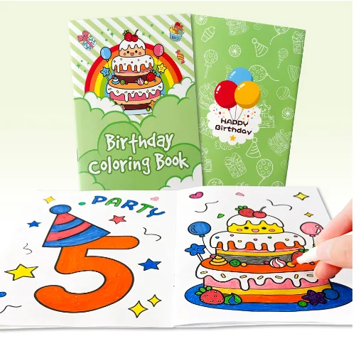 product custom printing service happy birthday personalized coloring book and crayons set educational toys for kids-25