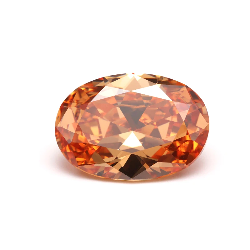 wuzhou gem champagne color zircon oval bright cut cz