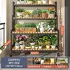Four-tiered black frame, 100-step long flower stand