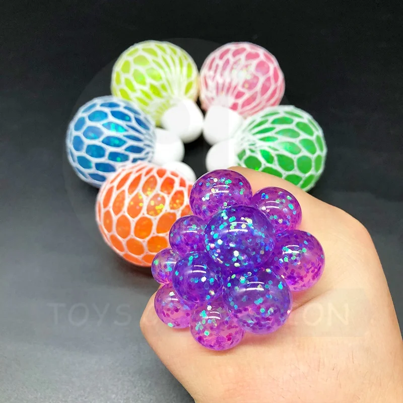 Сжимаемый антистресс Amazon 6 см ТПР мяч с золотой пудрой