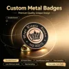 Insignia de metal negro y dorado personalizada, relieve 3D, esmalte duradero