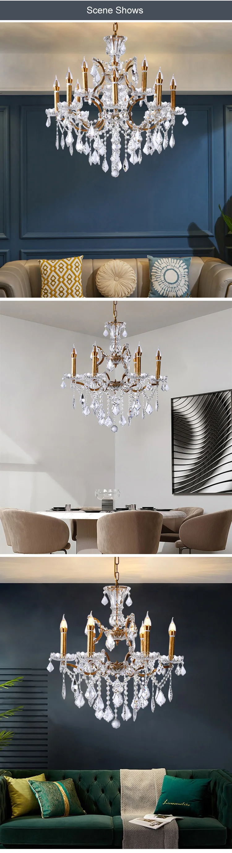 d88705 new product light luxury style hotel bar decorative iron frame crystal led chandelier  -3