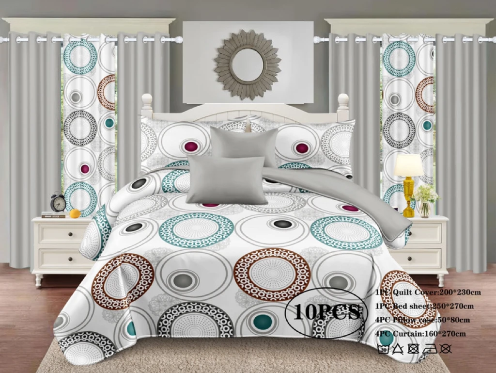 High Quality Curtain Bedding Set Printed 6pcs Bedsheets For Home And Bedroom Buy Bedding Set