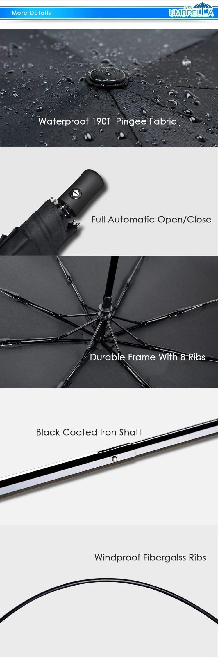 auto paragua compact umbrella small size windproof fiberglass customized logo print for travel