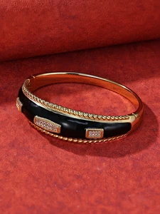 Bridetalk S925 Sterling Silver Gold Plated Zircon Vintage Bangles Ladies Classic Dainty Jewelry Gift Women Wedding