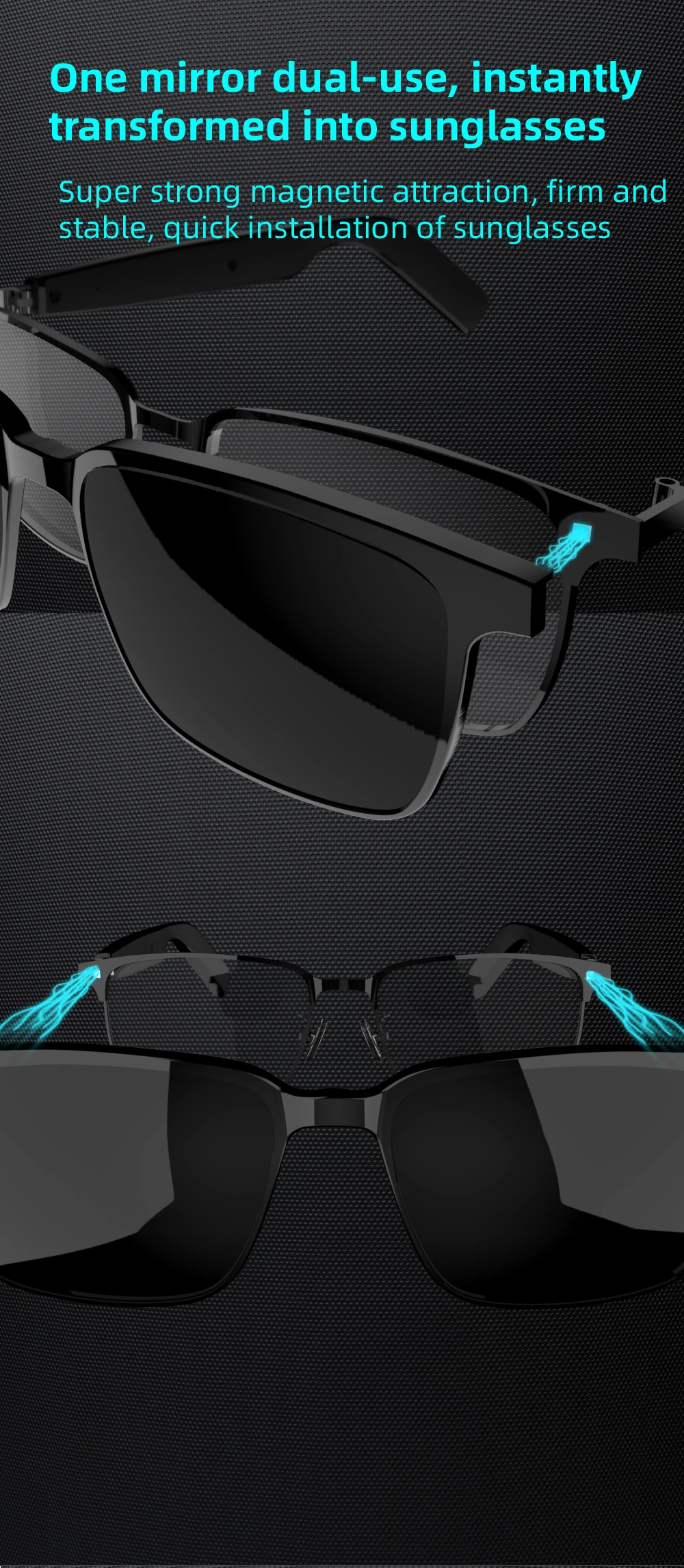 SG20 PRO Smart Wearable Headset Voice Assistant UV Protection with Magnetic Dual Lenses 2026 Men Outdoor Smart Audio Eyewear