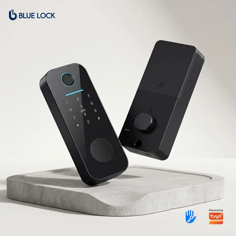 Bluelock TTlock Smart Lock Fingerprint Deadbolt Card Key Code Tuya App Unlock for Cloud Storage Aluminum Door Black