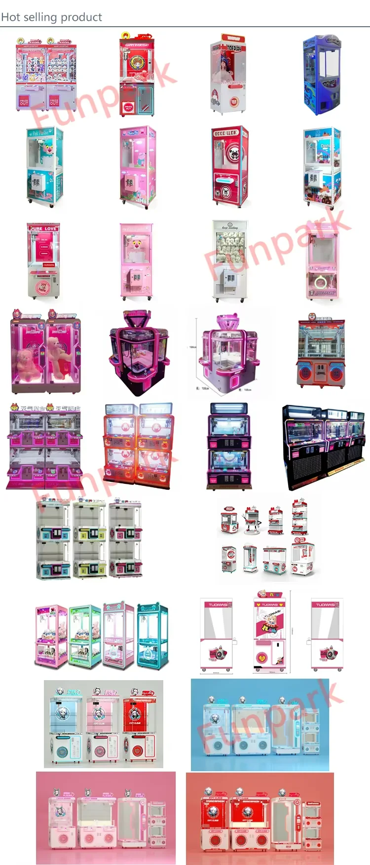 Funpark Coin-Operated Arcade Prize Game Machine Amusement Park Toy Vending Crane Metal Clamp Prize Clip Gift Toy details