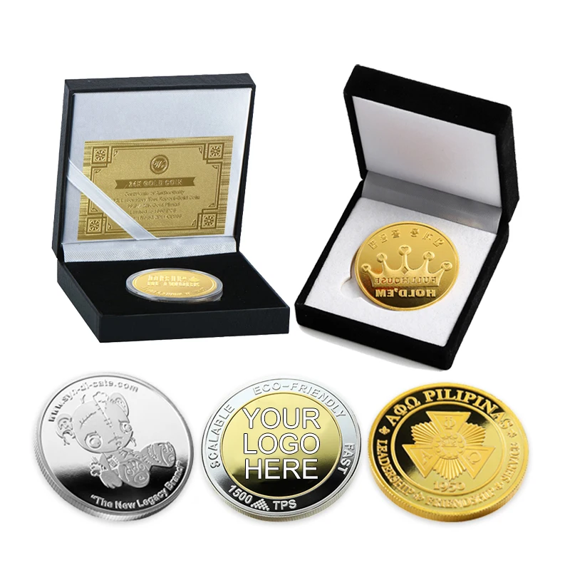 Factory Making Mould Customized Custom Metal Coins 2D 3D Shiny Gold Challenge Coin With Collection Display Box