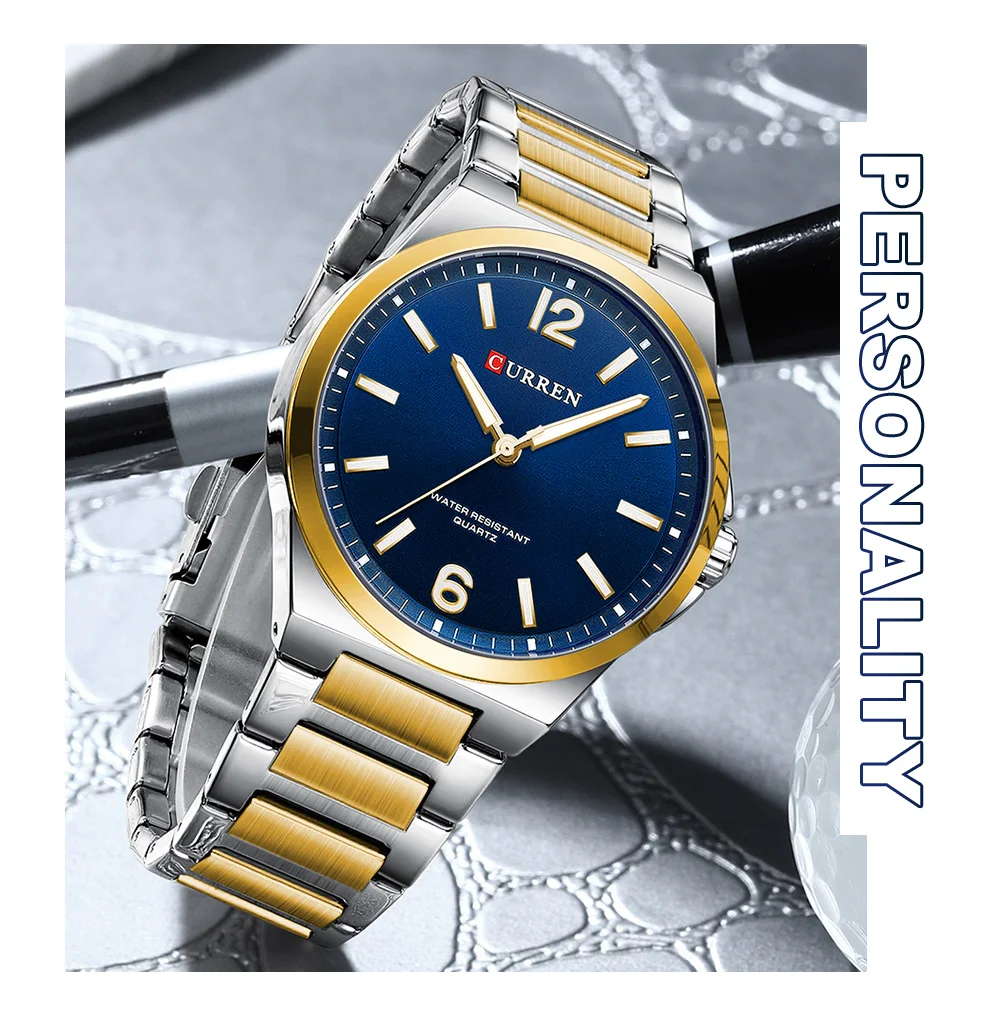 CURREN 8493 Classic Vintage Men's Quartz Watch 42mm Brand Original Wristwatches with Stainless Steel Band Luminous Hands Gift