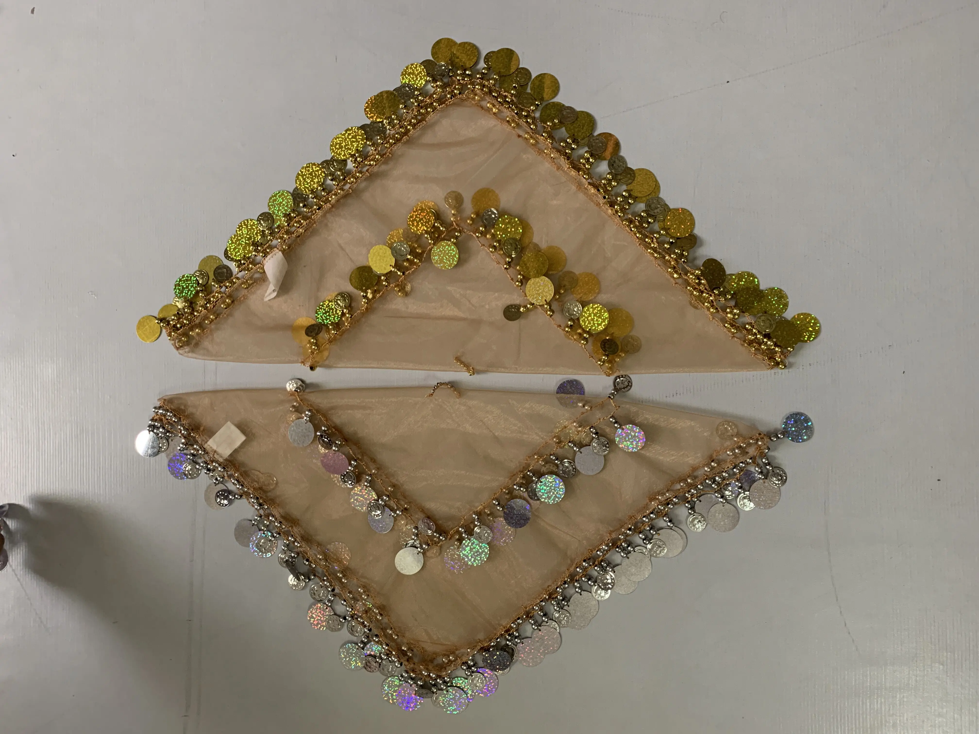 Customized Multicolored Organza Crocheting Sequins Dacron Assyrian Yalikhta  Square Kerchief for Wedding Party Scarf