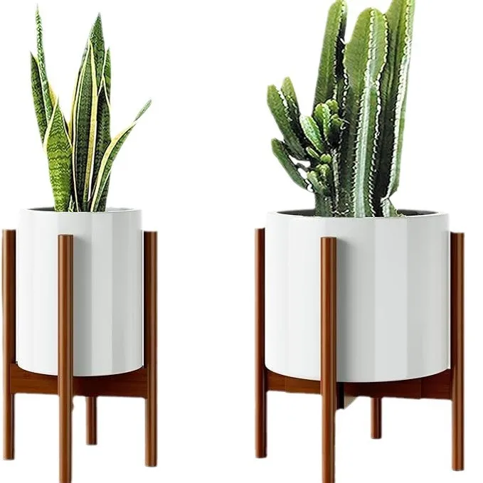 Set 2 Supporti Per Piante In Bambù Regolabili – Espositore Fiori Design Moderno – Interno/Esterno - 4
