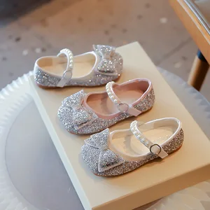 Bow-knot Dress Design Shoes Baby Wholesale Fashion Glitter Kids Party Footwear Toddler New Princess Shoes for Infants Girls