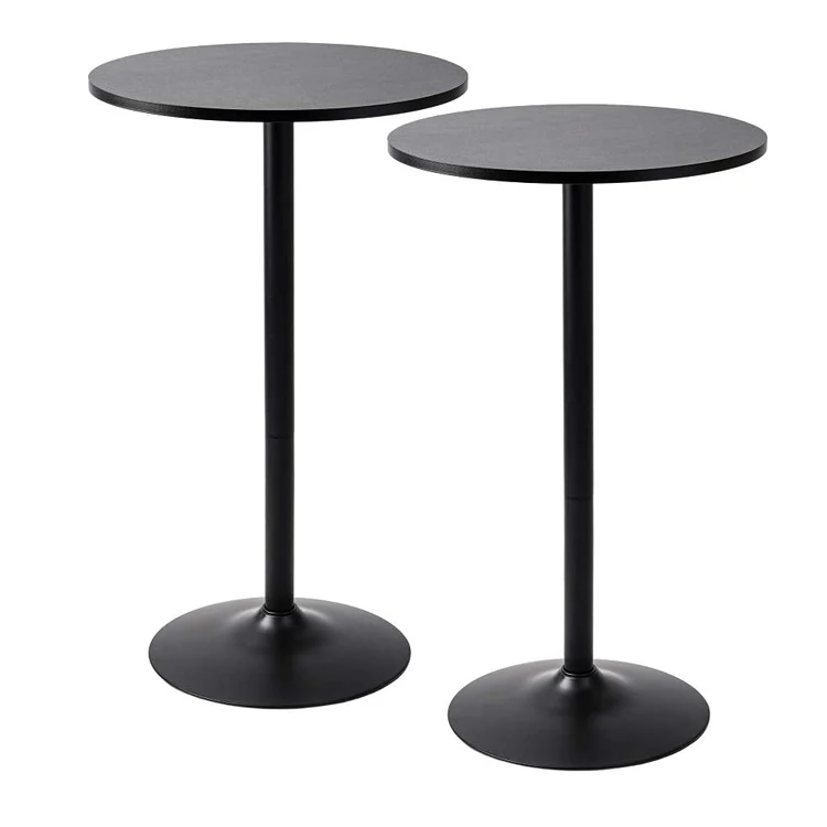 Modern Home Night Club Obsidian Pub Table Round Black Wooden Mdf Top