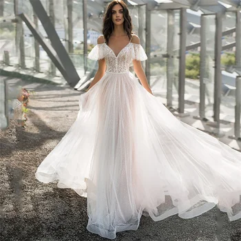 2022 New Large Size Knot Wedding Dress Slim Slimming Shoulders Fat Lace Flower One-Shoulder Female Wedding Dresses
