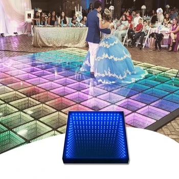 Tempered Glass Lighted Pisos Infinity Mirror Effect Led 3D Dance Floor For Wedding Party