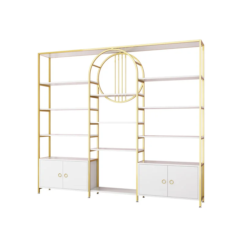 Foshan Meicheng Factory Designed Beauty Shop Nail Salon  Products Display Shelf Cosmetic Shop Show Cabinets With Lights