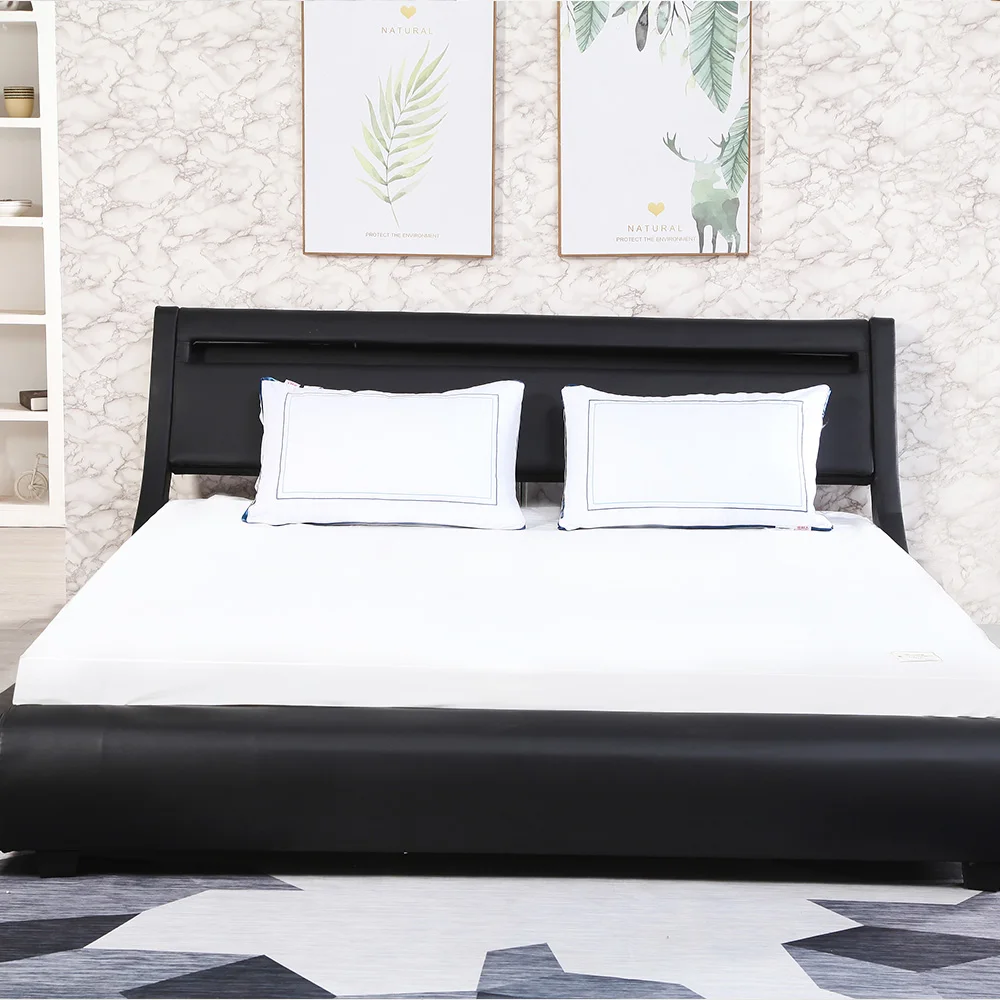 2021 OEM /ODM  Modern Queen Lit Storage Hotel Bedroom Sets Single King Size Double Wood Beds Frame