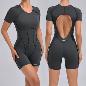 Women's Yoga Jumpsuit Leggings With Chest Pad Backless Slim Sports Outfit High Elasticity Soft Comfort Fitness Playsuit