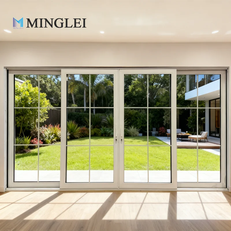 उच्च परिशुद्धता वाले थर्मल ब्रेक एल्युमीनियम लिफ्ट एंड स्लाइडिंग दरवाज़े, ग्रिल डिज़ाइन के साथ ट्रिपल ग्लास वाले लिफ्ट एंड स्लाइड पैटियो दरवाज़े