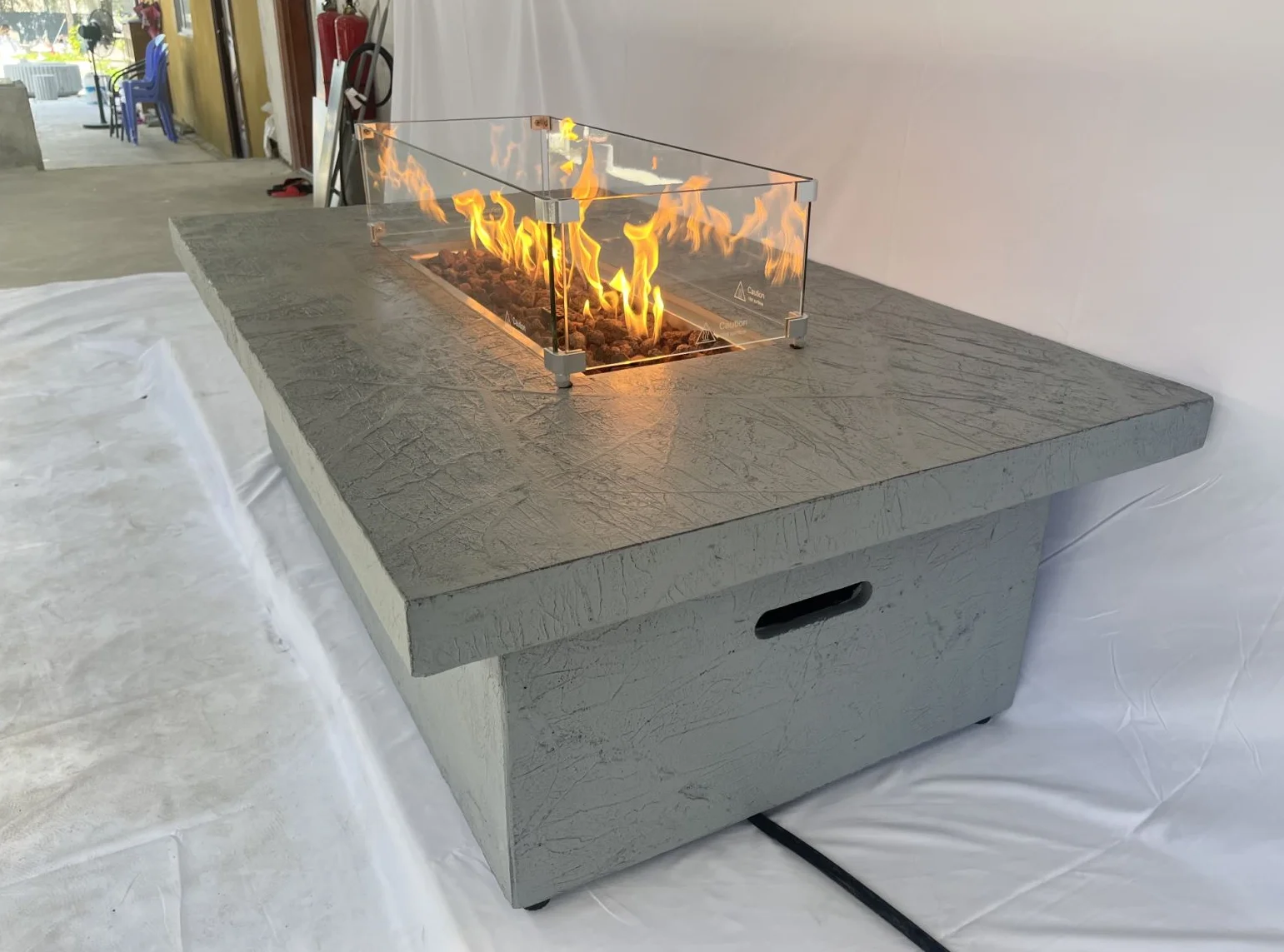 Rectangular Rattan Gas Stove, Steel, Fire Pit - detail 30