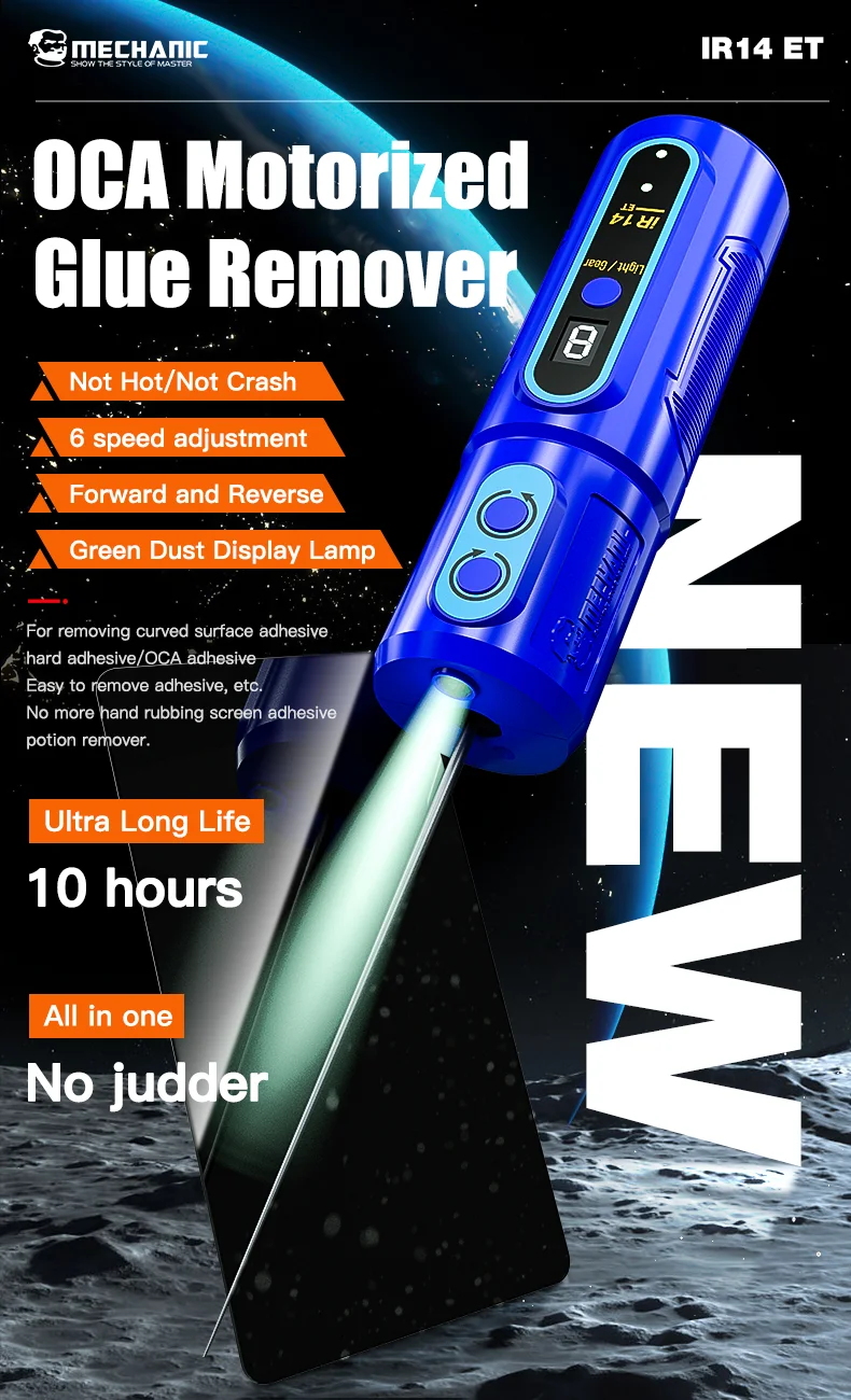 MECHANIC IR14 ET Rechargeable OCA Electric Glue Remover No Damage Phone Adhesive Cleaning Tool for Curved Screen Repair