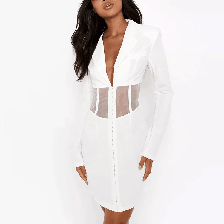 corset mesh blazer dress Kourtney Black Mesh Corset Blazer Dress Luscious The Label
