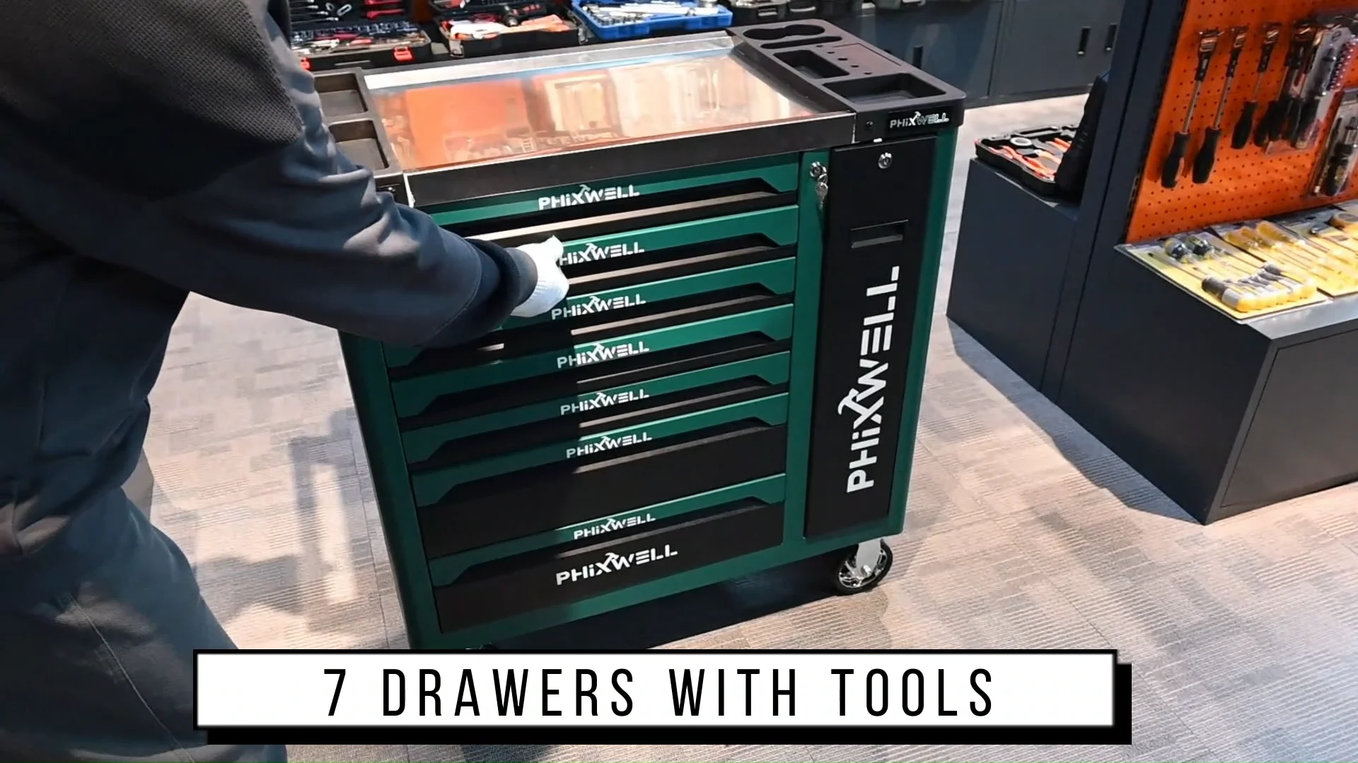 PHIXWELL 7 Drawer Heavy Duty Stainless Steel Tool Cabinet Workshop