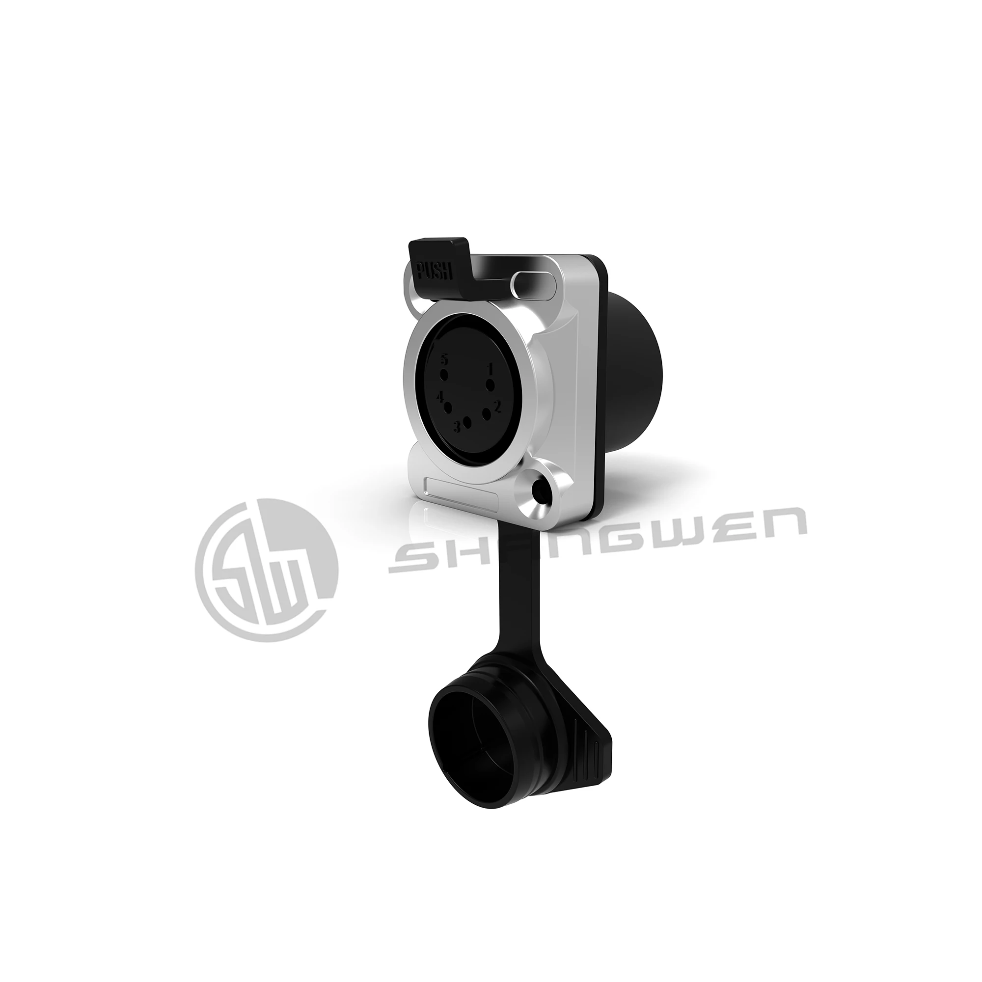 Outdoor Audio Waterproof 5-Pin XLR Female Jack Socket Connector Panel Mount with Sealed Rubber Jacket for Power Applications
