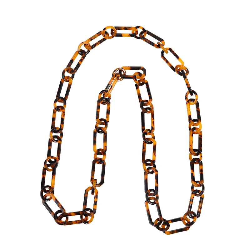 Newest Design Fashion Statement Cellulose Acetate Acrylic Chain Necklace Jewelry Acrylic Resin Plastic Necklace Jewelry