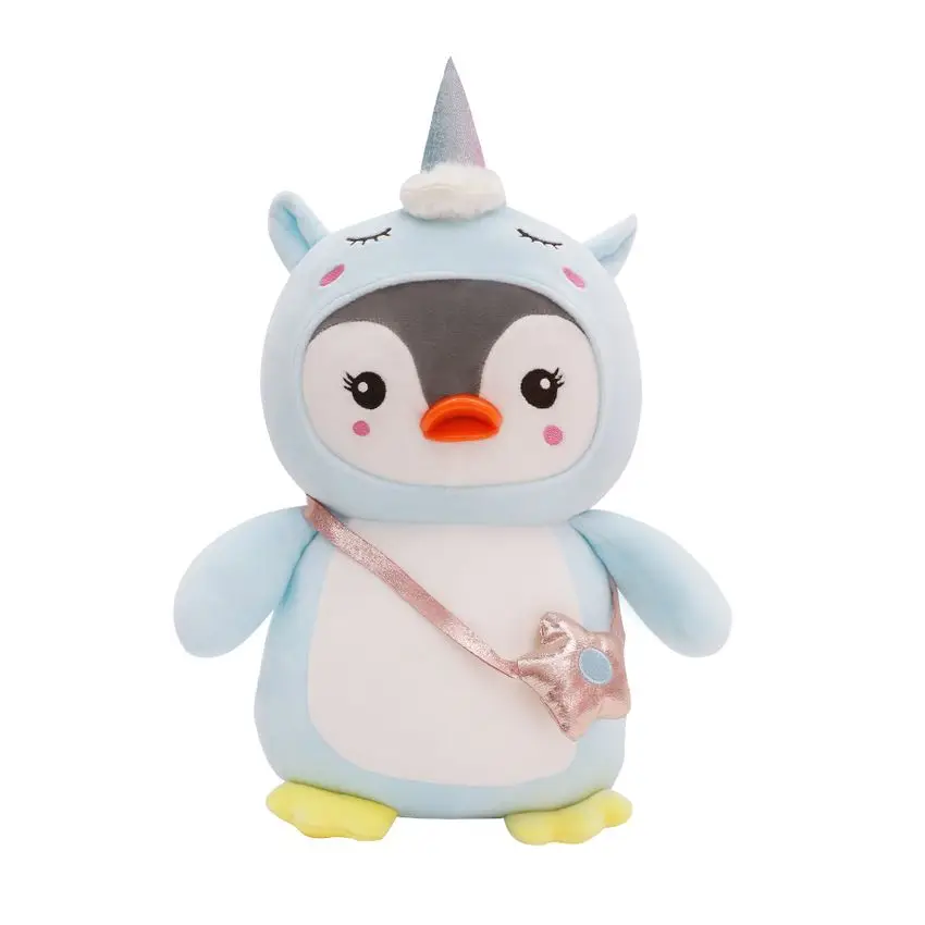 custom cute soft brown white belly stuffed animals plush penguin