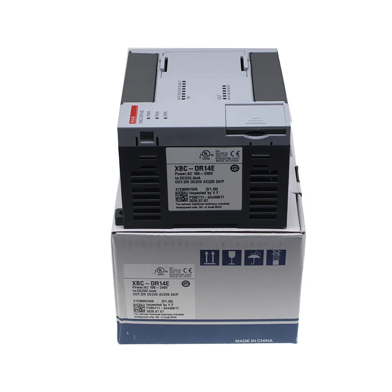 New Original XBC-DR14E XBC series compact PLC main unit with integrated digital input and relay output. It supports basic logic control, high-speed counting and pulse function, featuring strong anti-interference 