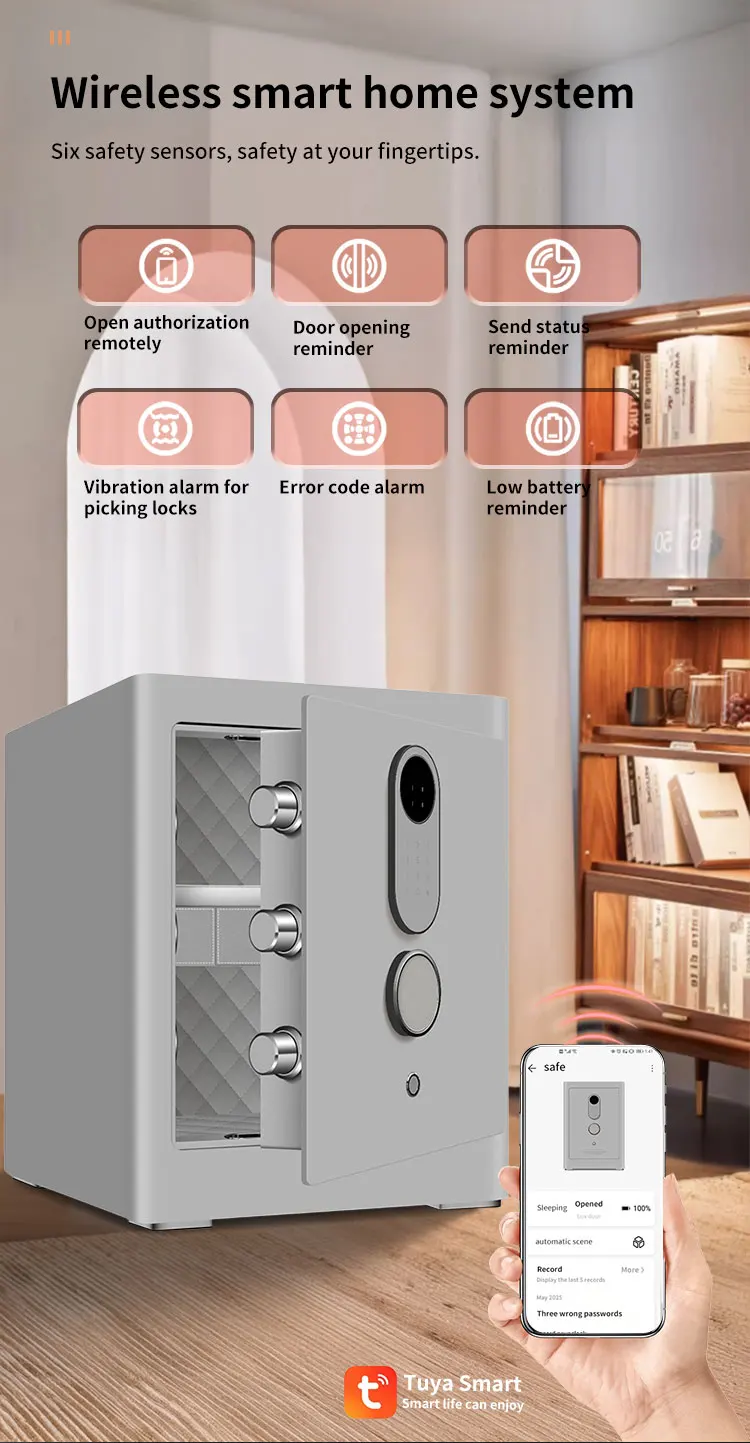 CEQSAFE Electronic Steel Home Safe Box with Fingerprint TUYA APP WIF Lock Strong Household Security Digital Storage Safety Box manufacture