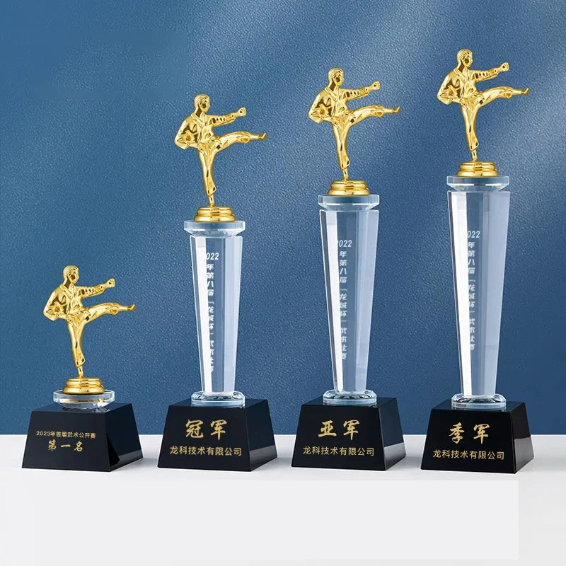 Customized 3D metal Crystal Sports Kikboxing Trophy Elegant Sports Souvenir Gift