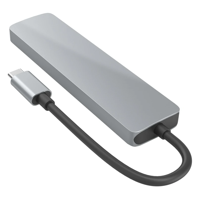 Адаптер USB C для USB-концентратора 6 в 1, концентратор типа C с 4K HDTV и портами USB 3,0 для передачи данных, 5 Гбит/с, слоты SD/TF, совместимый с MacBook