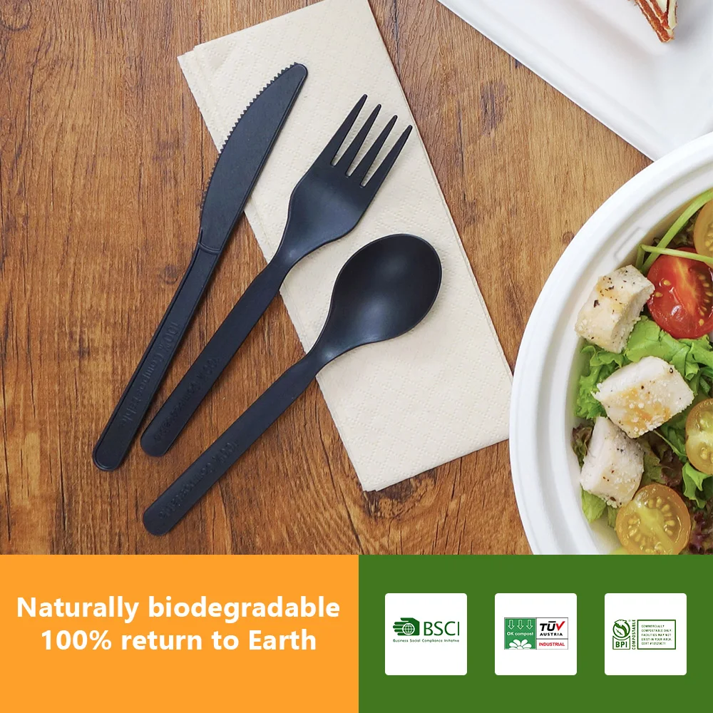 Eco 100% Compostable PLA Biodegradable Tableware Spoon Fork Knife Disposable Cutlery