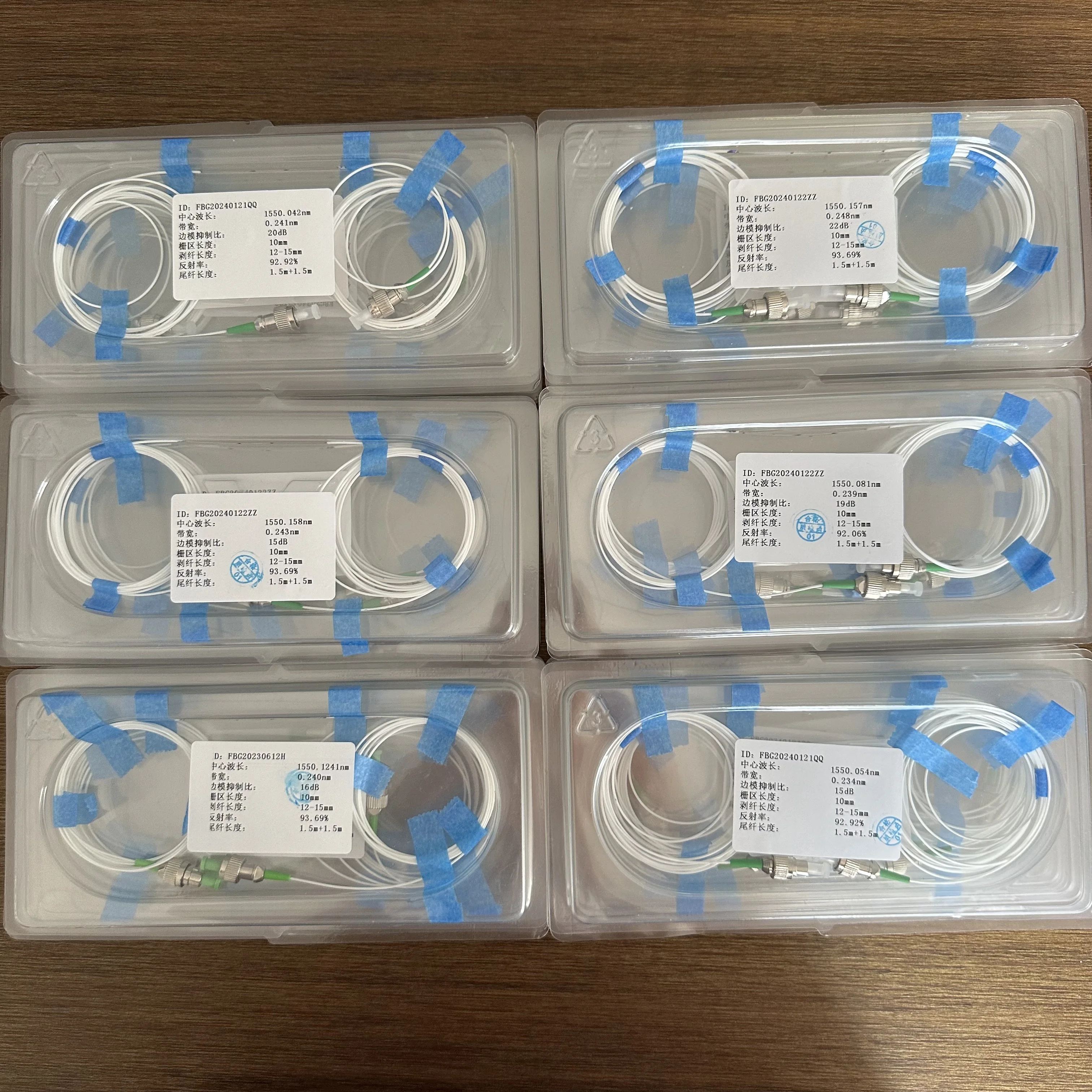 Optical Networking Equipment Fbg Instruments  Center Wavelength 1550 nm 10mm Fiber Bragg Grating Sensor FBG