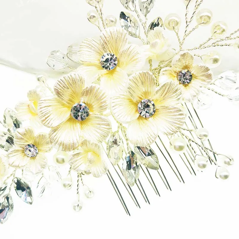 SHSS3010 изящная женская повязка для волос ручной работы керамический Хрустальный Свадебный Шпилька для волос Корона Свадебный зажим для волос аксессуары