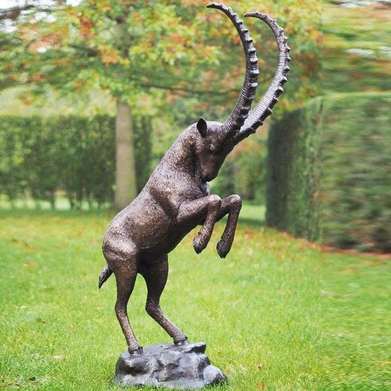 Life Size Bronze Ibex Statue Customized Outdoor Landscape Garden Bronze Goat Sheep Sculpture
