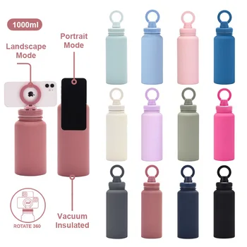 Magnetic Lid Water Bottle For Gym Outdoor Travel Magnetic Lid Water Bottle With Phone Holder