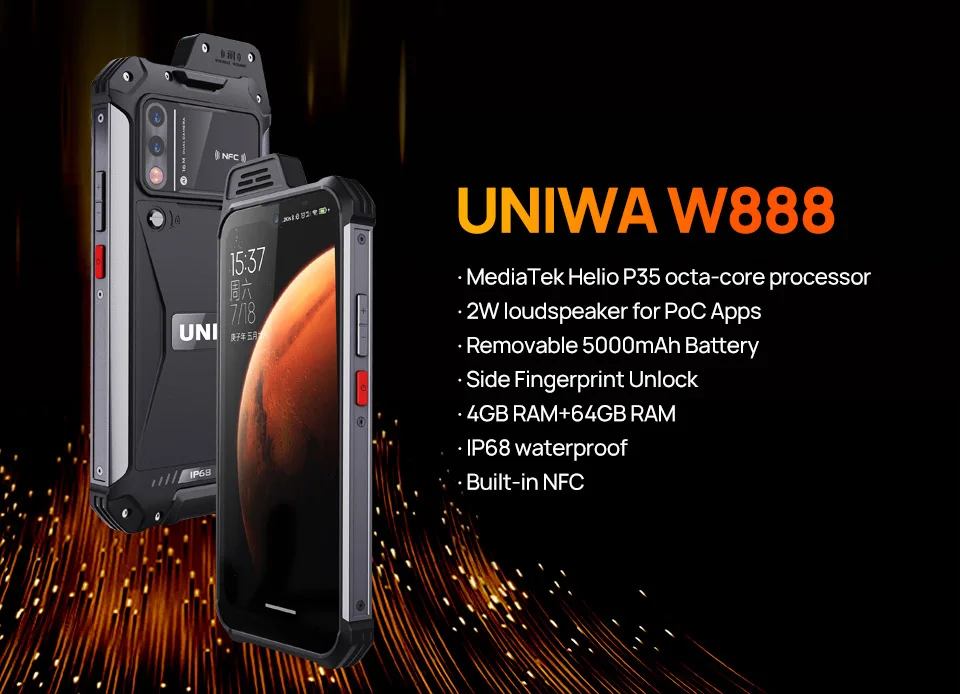 UNIWA W888 Zello Walkie Talkie 6.3 inch Touch Screen Octa Core