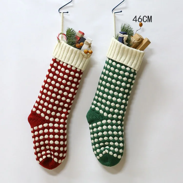 Hot Sale 46cm Polka Dot Knit Christmas Stocking - Buy 46cm Christmas ...