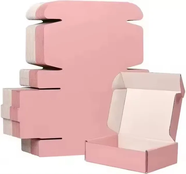 Factory wholesale price pink packaging box foldable corrugated cardboard box underwear clothing packaging mail box