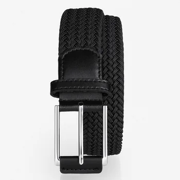 Men's Casual Elastic Fabric Belt Adjustable Alloy Buckle Woven Canvas Punch-Free Leather Wrap Customizable Logo Cotton Stock
