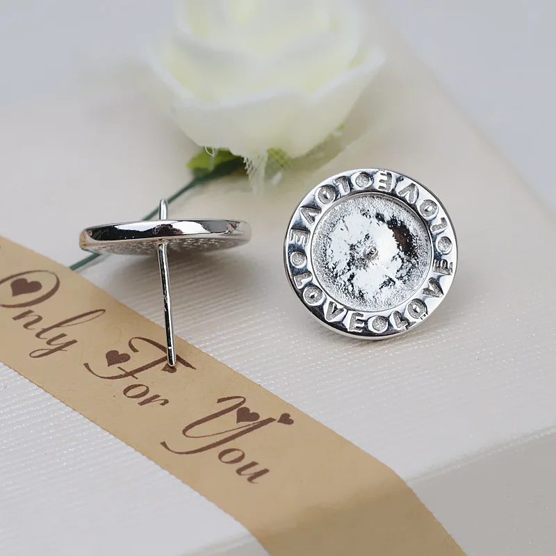 Wenchi Brand S925 Silver Dollar Treasure Female Earpin 8-10 Pearl Earrings DIY Jewelry Accessories Empty Tray Semi Buttons - Image 4