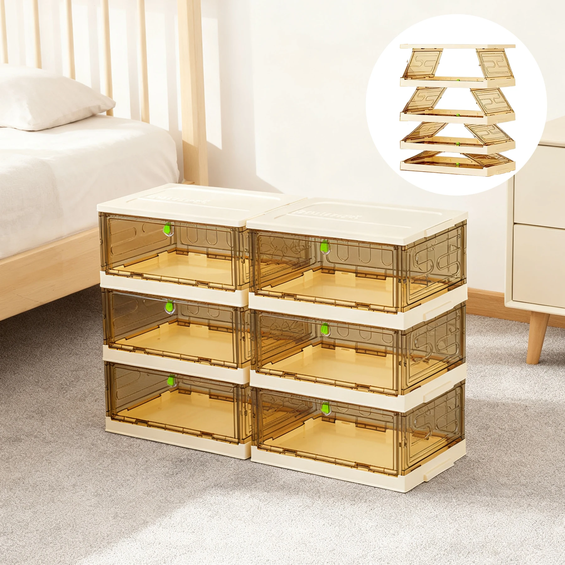 Multi-layer Foldable Plastic Shoe Storage Cabinet Large Capacity Transparent One-piece Design Door No Installation Required