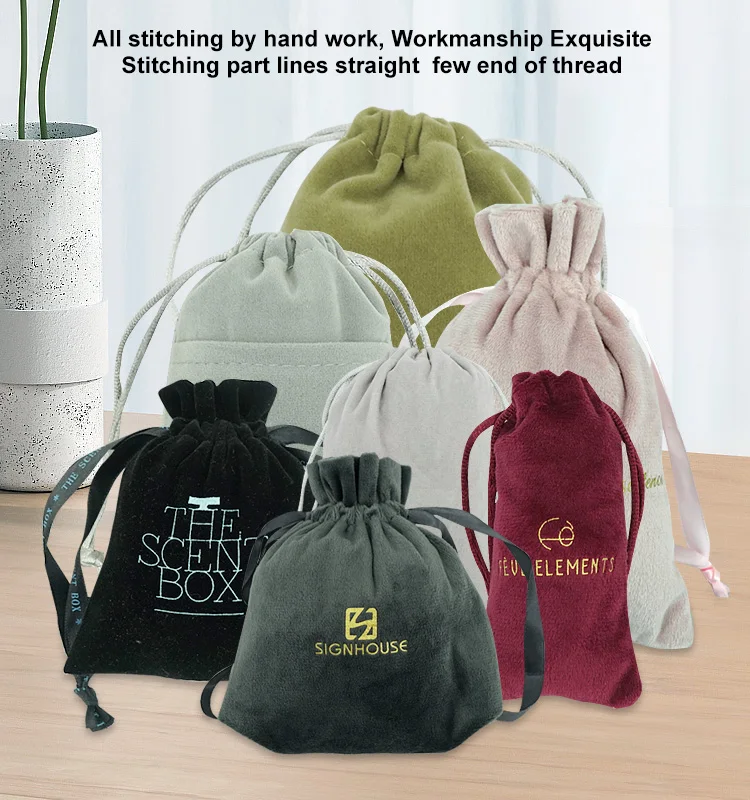 Large Velvet Gift Packaging Cloth Bag With Drawstring Christmas Kids